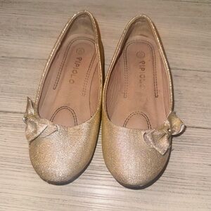 Pipiolo Gold Glitter Ballet Flats with Bow